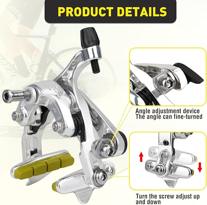 Dual Pivot C Brakes, Forged Aluminum Alloy Front and Rear Caliper Set, Road Bike Rim Brakes Compatible with 700c, Fits 19-26mm Rims, Max 30mm Tire Width, 2 Colors