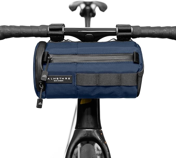 ALMSTHRE Signature Bar Bag – Cosmic Blue | Hard-Shell Bike Handlebar Bag with Waterproof Zippers & Adjustable Straps | Lightweight Bicycle Handlebar Bag, Compatible with Road, Gravel & MTB Bikes
