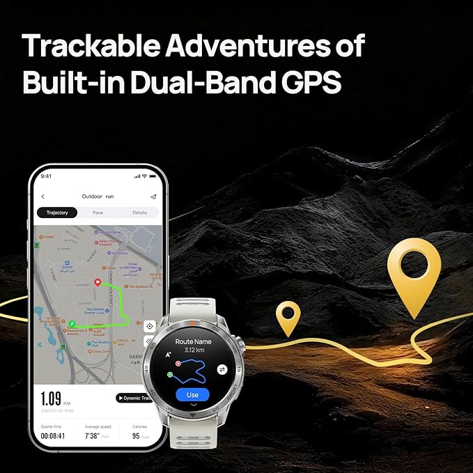 mibro GS Pro2 GPS Smart Watch – Dual Band GPS Running Watch with Mibro Coach Training Plans, 1.43” AMOLED Smartwatch, 20-Day Battery, 5ATM Sports Watch for Hiking, Cycling, Swimming (Light Beige)
