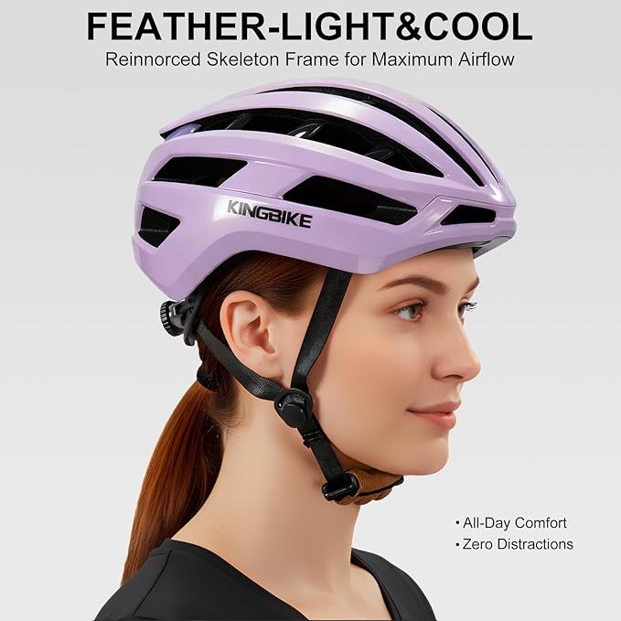 KINGBIKE Bike Helmet for Adult Men Women Youth Road Commute Mountain Cycling Helmets with Replaceable Padding Lightweight 2 Sizes 20.4"-24"(52-61cm)