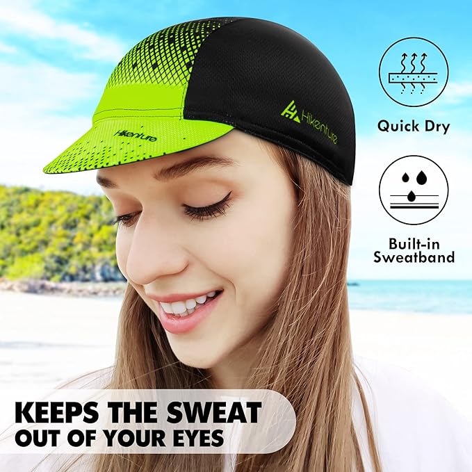 Hikenture Cycling Cap,Cooling Skull Cap Bike Hat with Sun Visor, Summer Breathable Helmet Liner Biking Cap for Men Women