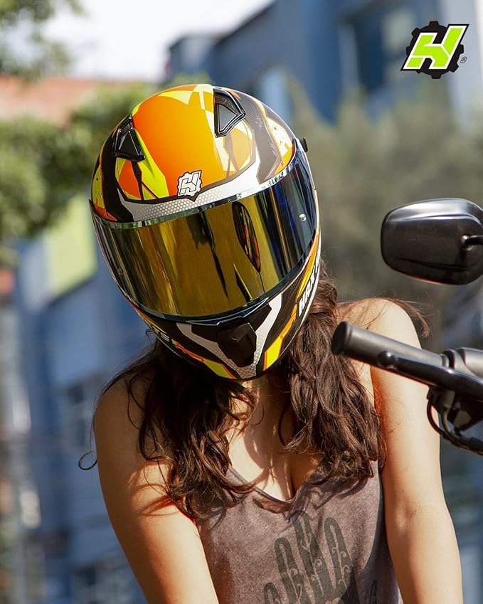 HAX Obsidian Full Face Dual Visor Adult Motorcycle Helmet for Motorbike Street Bike with Pinlock Ready DOT Approved (Blaze Orange,XL)
