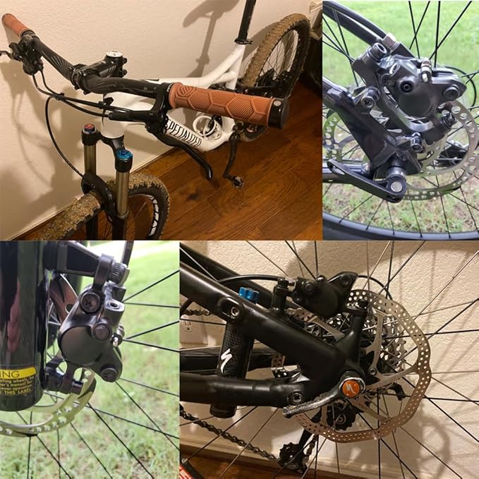 Cyclon MT200 MTB Hydraulic Disc Brakes Set, Left Front 800mm Right Rear 1500mm Aluminum Alloy Hydraulic Bike Brakes with SM-RT Rotors, Dual Disc Piston Fit 160mm/180mm Rotors Bike Hydraulic Brakes