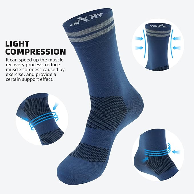 YKYWBIKE Cycling Socks for Men Women-Athletic Crew Bike Socks,Compression Biking Socks for Men Cycling,MTB Riding Socks