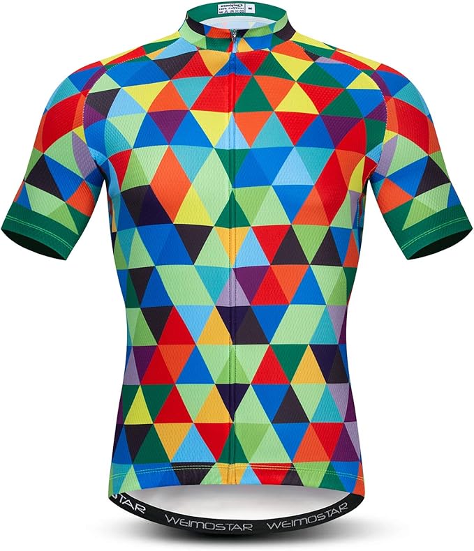 Cycling Jersey Short Sleeve USA Style Bike Tops with Pocket Reflective Stripe