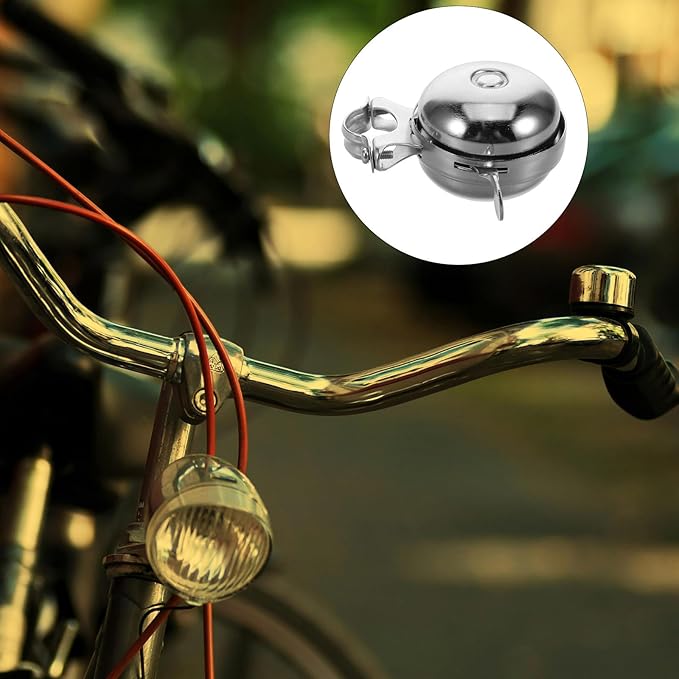 BESPORTBLE Vintage Bicycle Bell Metal Manual Bike Horn Silver Cycling Bell for Road and Mountain Bikes, and Adults Handlebar Accessory with Loud Ring Sound