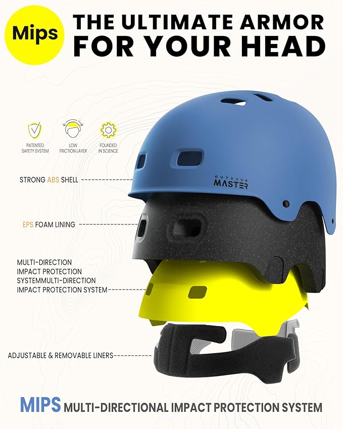 OutdoorMaster MIPS Skateboard Cycling Helmet for Adults - Lightweight, Ventilated Multi-Sport Helmet with Two Removable Liners for Scooter, Roller Skating, Inline Skating, Rollerblading