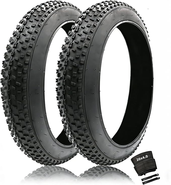 20, 24, 26 Inch Fat Bike Tires, 3.0/4.0 Width with Inner Tubes, Puncture Proof All Terrain Snow Sand Off Road, E-Bike Replacement for Mountain/Commuter/Beach Cruiser
