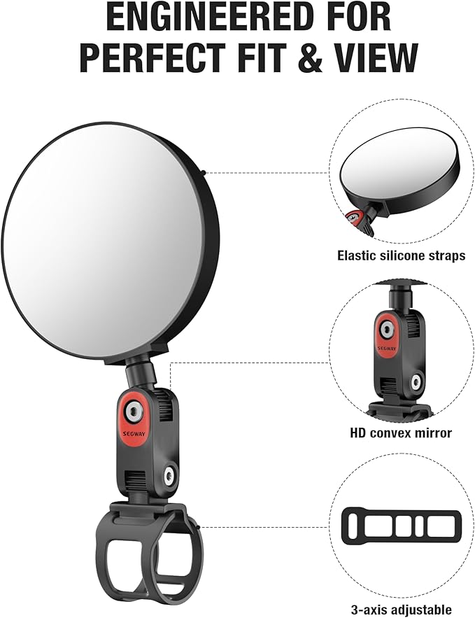 2-Pack Bike Rear View Mirror for Mountain, Road & City Bikes, Adjustable and Rotatable HD Convex Safe Bicycle Rearview Mirrors for Round Handlebars Mounted, Easy to Install