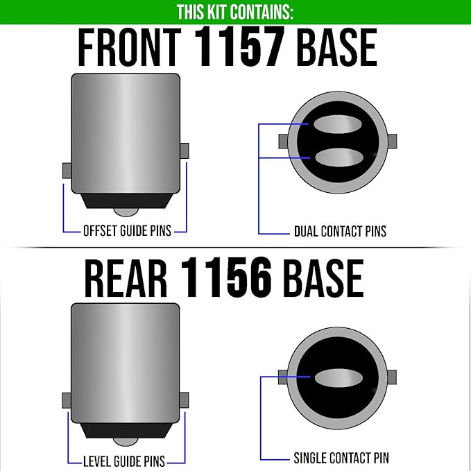 Eagle Lights Generation II Midnight Edition 2 Inch LED Turn Signal Kit with White Running Lights, Front (1157) and Rear Red (1156) for Harley Davidson® Motorcycles