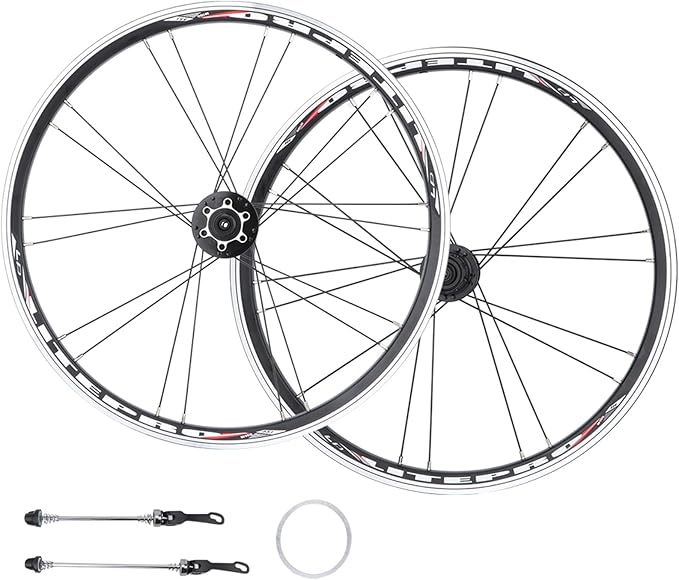 Bike BMX Folding Wheelset, Disc/V Brake QR Aluminum Alloy Double Wall Rims, 20in 22in Cycling Wheel Parts Accessories