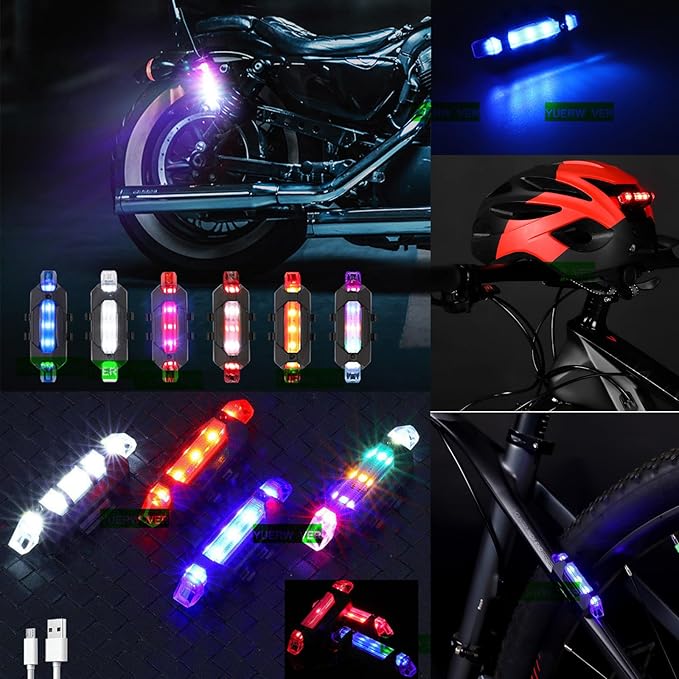 2 Pack USB Rechargeable LED Bicycle Rear Lights Cycling Bike Taillight Safety Lamp Night Essential Waterproof 4 Modes Warning Light for Men Women Kids MTB