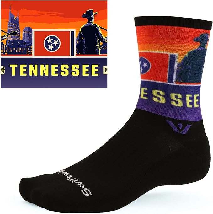 Swiftwick VISION IMPRESSION Crew, National Parks/States Edition, Running, Hiking and Cycling Socks