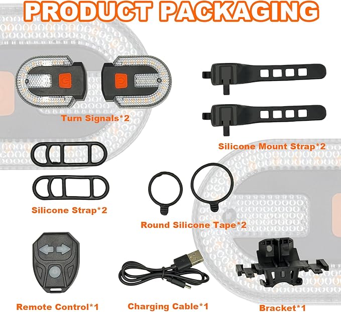 Bike Tail Light with Turn Signal, Bicycle Turn Signals Rear Bike Light Remote Control USB Rechargeable Split 5 Modes Waterproof Bike Taillights Can be Mounted on Front and Rear