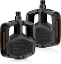 9/16 Inch Bike Pedals, Non-Slip Wide Platform with Reflective Strips, Compatible with Mountain Road BMX E-Bikes