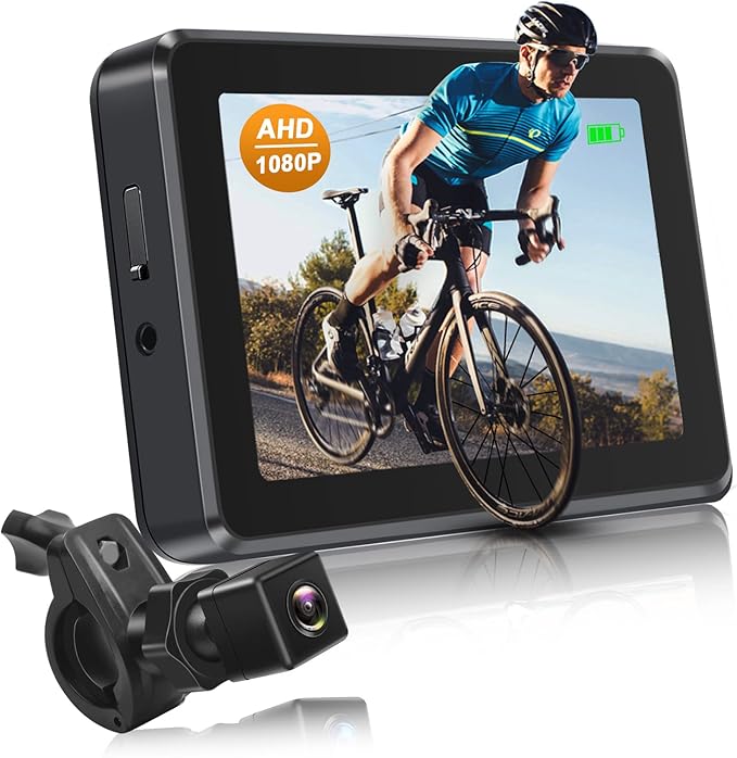Bike Mirror Camera with 115°Wide Angle, 4.3" HD 1080P Monitor Bike Rear View Camera, Night Vision Bike Camera for Handlebars, Adjustable Bicycle Camera for E-Bike,Mountain, Road Bike