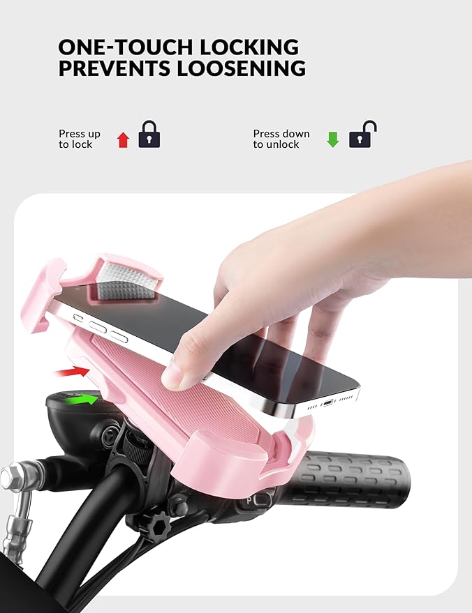 ROCKBROS Bike Phone Holder - Motorcycle & Scooter Mount, Adjustable, Shockproof, Security Lock, 4.7'-6.8' Phones