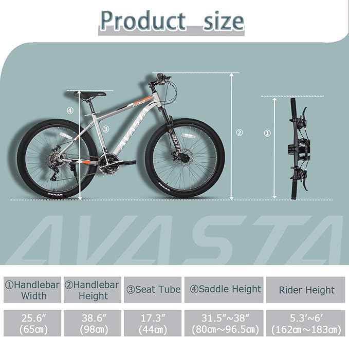 AVASTA AV300 26 27.5 inch Mountain Bike with 21-Speed, Aluminum Frame, Dual Disc Brake, Comfortable Saddle, Multiple Colors