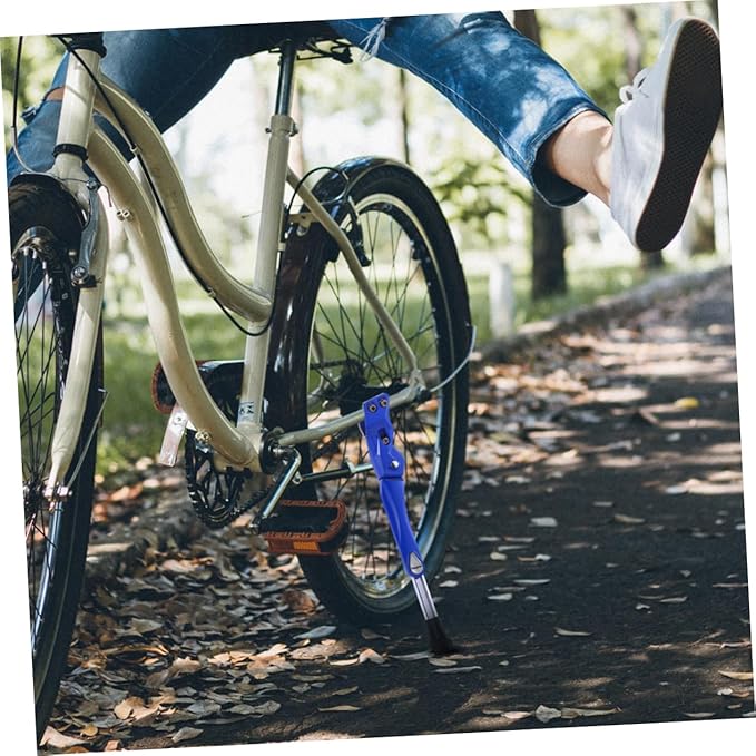 Lurrose Bike Kickstand: Aluminum Alloy Bike Kickstand Side Support for Mountainbike Blue Adjustable Foot Stand for Stable Parking