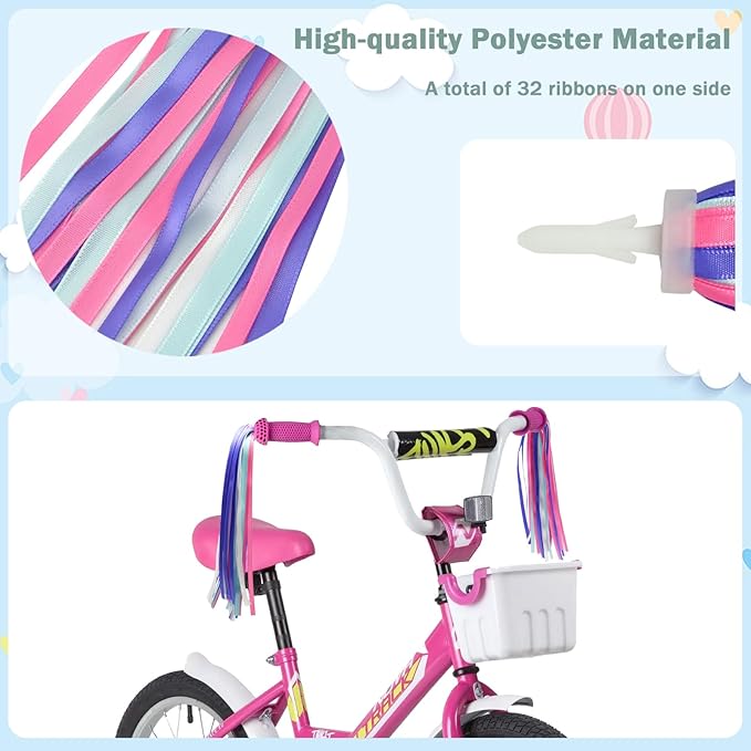 Kids Bike Bell with 2 Pcs Bike Streamers for Girls, Cute Children's Bicycle Accessories