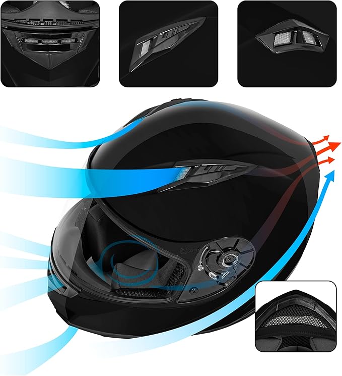 VCAN VX Lightweight Full Face Motorcycle Street Bike Helmet with Extra Tinted Visor, Coolmax Technology & OTG Ready, DOT Approved