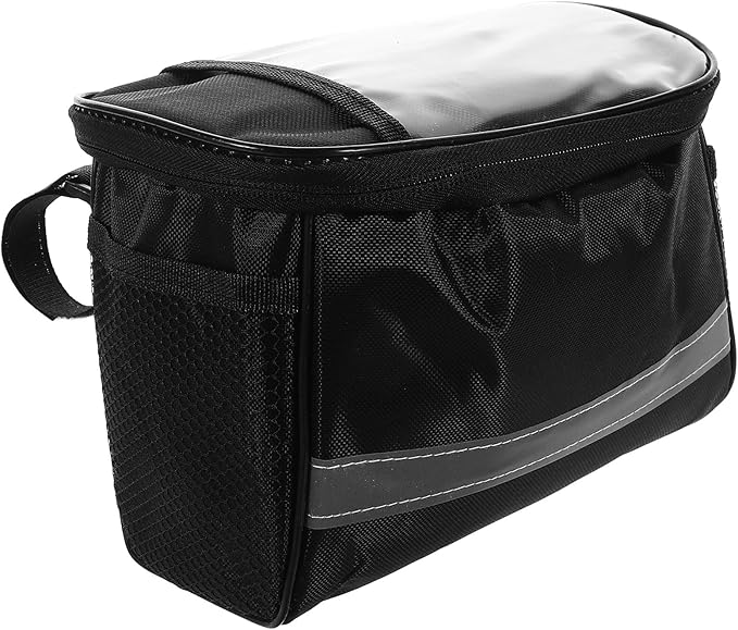 IMIKEYA Road Bike Front Bag Handlebar Bag Cycling Accessory Black Foldable Bicycle Top Tube Storage Pouch for Electric and Folding Bikes