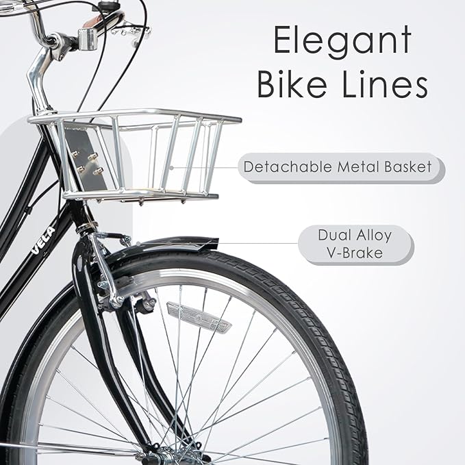 AVASTA Vela Hybrid Bike for Adult Women Female Lightweight Step Through 26 Inch High Tensile Steel Frame City Commuter Comfort Lady Bicycle, 6-Speed, Multiple Colors