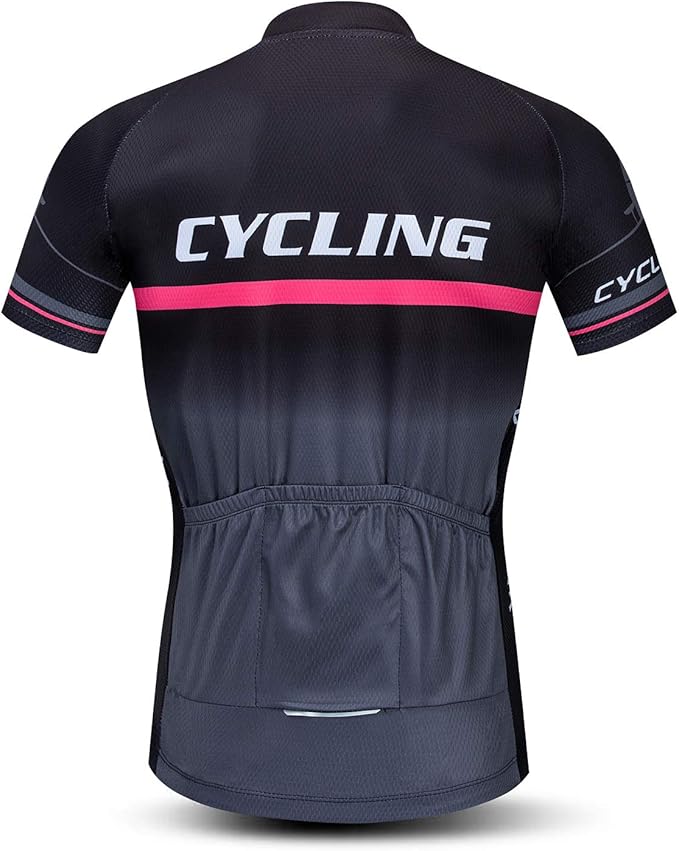 Cycling Jersey Short Sleeve USA Style Bike Tops with Pocket Reflective Stripe