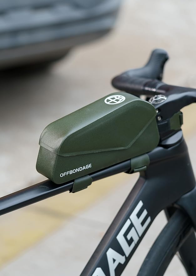 Top Tube Bike Bag Magnetic Switch Waterproof Bike Frame Bag Bikepacking Bicycle Storage Bag for Gravel Road Bike (Green)