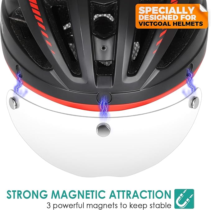 VICTGOAL Detachable Magnetic Bike Helmet Goggles Visor Especially Deisgned for VG110/VG112 Bicycle Helmet