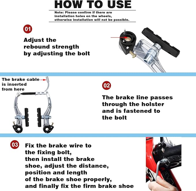 V Bike Brakes,Complete Universal Bicycle Brakes,Include V Brakes,Bike Brake Cable,Bike Brake Levers-Tool Wrenches,for Most Mountain Bikes and Road Bikes