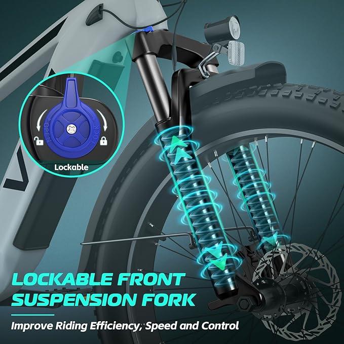 Vivi ACE01 Electric Bike for Adults,26" x 4.0 Fat Tire Ebike,1500W Peak Motor Torque Sensor Electric Mountain Bike,25MPH Electric Bicycle with 48V 15AH Battery,Hydraulic Brake,SGS Certified to UL2849