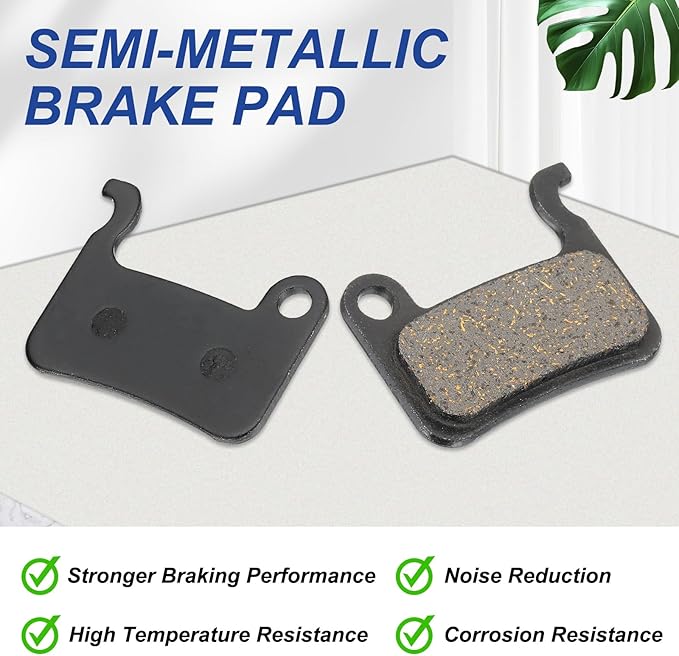 HARFINGTON Disc Brake Pad 1.28" x 1.06" Semi-Metallic Resin Bike Brake Pads with Spring and Pin for BB7 M355 M446 M640 Mountain Road Bikes, Black