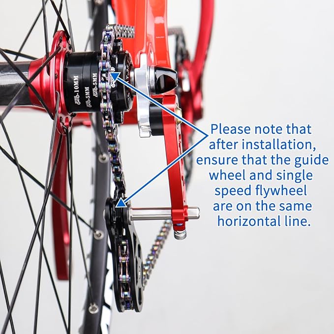 MUQZI Single Speed Chain Tensioner, Double Pulley Chain Tension Adjustment for MTB Road Bicycle Single Speed Converter