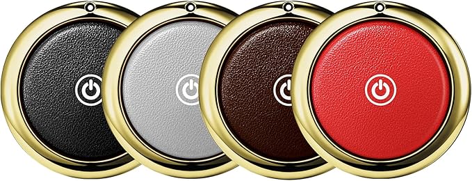 Air Tags Leather Bluetooth Tracker for Apple Find My (iOS only) Item Locator Anti-Lost Tag for Keys Luggage Pets Backpack iOS Tracking Device - 4 Pack (Black&Coffe&Red&White)