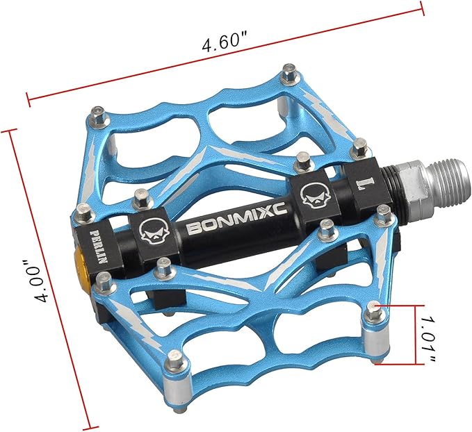 Bike Pedals 9/16" Skull Pattern Mountain Bike Pedals Sealed Bearing Bicycle Pedals Aluminum Alloy Flat Road Bike Pedals