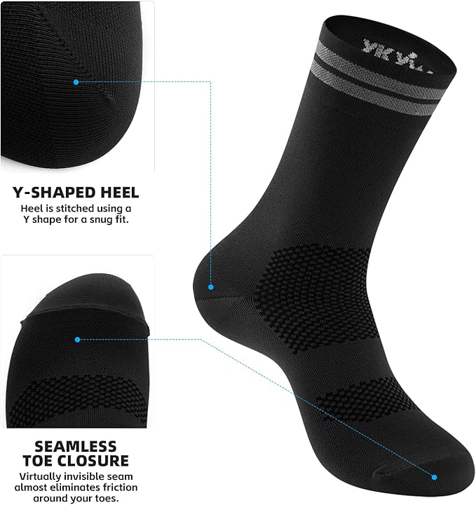 YKYWBIKE Cycling Socks for Men Women-Athletic Crew Bike Socks,Compression Biking Socks for Men Cycling,MTB Riding Socks