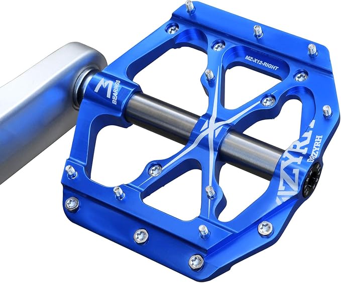 MZYRH 3 Bearings Mountain Bike Platform Pedals - Flat Alloy 9/16" Non-Slip Bicycle Pedals