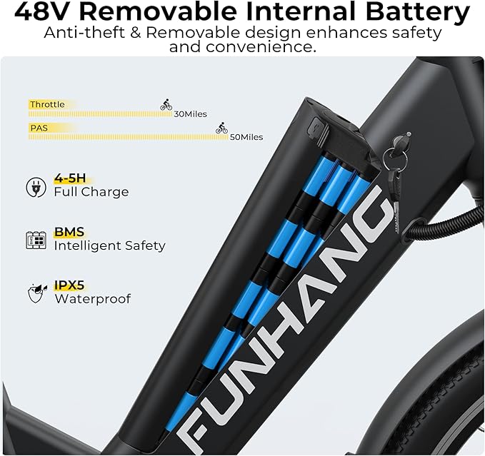 Electric Bike for Adults, 1000W Peak Ebike, 50Miles 21.7MPH Step Thru Electric Bicycle, 26" Commuter E Bikes with 48V Built-in Removable Battery, Adjustable Stem, 7-Speed, UL 2849 Certified