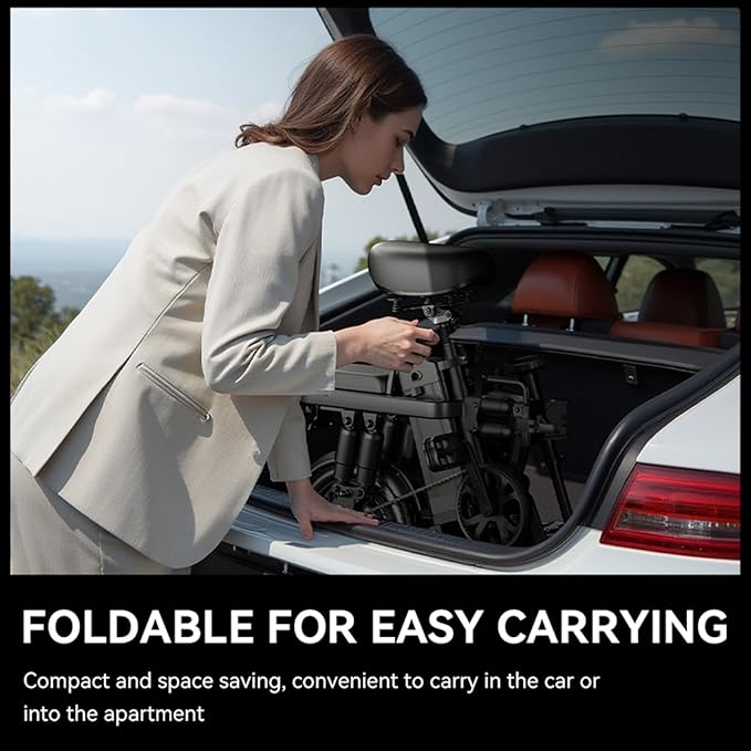 Adult Electric Folding Ebike 1200W Peak Rated 500W Motor 48V 15Ah- Max 28MPH High-Speed, Level 3 Assist, Dual Disc Brakes, 14" with Pedal Assist, Folding Bicycle for Commuter