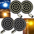 Eagle Lights Midnight Edition 2 Inch LED Turn Signals with White Running Lights Compatible with Harley Davidson® Motorcycles (Front (1157) and Rear Amber (1156) LED Turn Signal Kit, Add Clear Lenses)