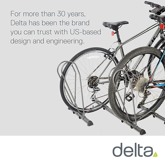 Delta Single Bike Stand Floor Cycle (2-Pack) - Tool-Free Adjustable Bike Racks for Mountain, Fat Tire, Road Bikes, Freestanding Bicycle Rack for Garage Parking