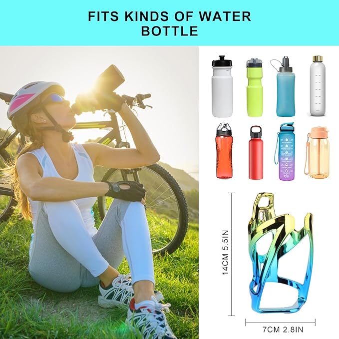 Bike Water Bottle Holder with Screws Lightweight Cycling Bicycle Water Bottle Holder for Road, Mountain Bike (Dazzle Yellow Blue)