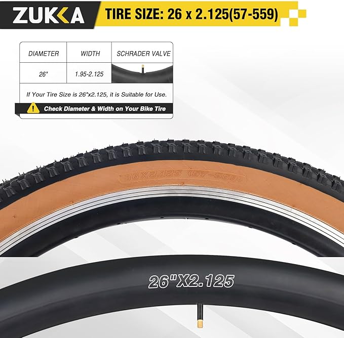 ZUKKA Bike Tire 20/24/26/27.5/29 x 2.125 Bike Tire 2 Pack Mountain Bike Tire Folding Replacement Tire for MTB Mountain Bike, Kids