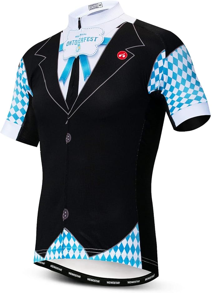 Men Cycling Jersey Skull Bike Short Sleeve Tops Quick-Dry Reflective 3-Pockets S-3XL
