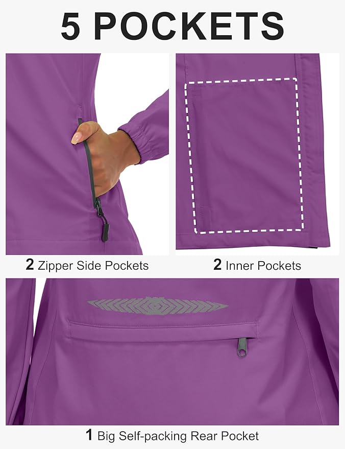 Little Donkey Andy Women's Lightweight Waterproof Cycling Jacket with Removable Sleeves for Biking Running Golf