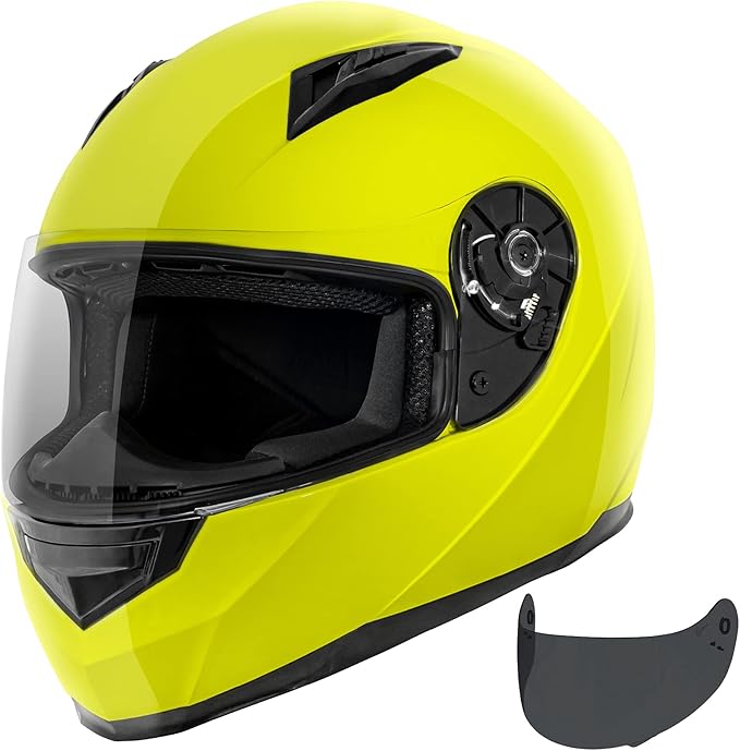 VCAN VX Lightweight Full Face Motorcycle Street Bike Helmet with Extra Tinted Visor, Coolmax Technology & OTG Ready, DOT Approved