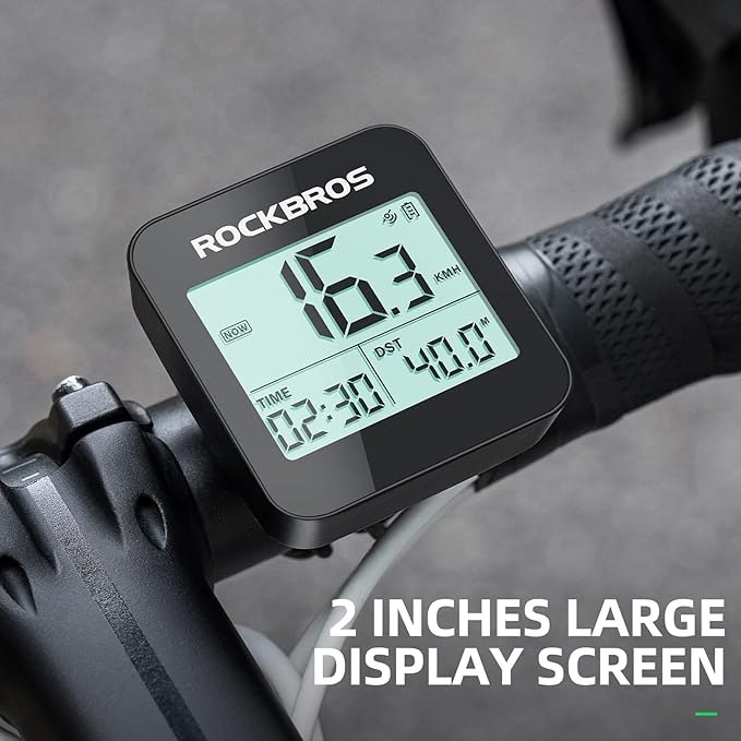 ROCKBROS GPS Bike Computer with Mount, Cycling Computer with Automatic Backlight, Bicycle Odometer IPX6 Waterproof and 600mAH Battery Large Display Screen