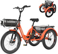 MOONCOOL Folding Electric Tricycle for Adults, 48V 500W 3 Wheels Electric Trike, Aluminum Frame 750W Electric Tricycle Adult Bicycle with Removable Battery, Front and Back Bags