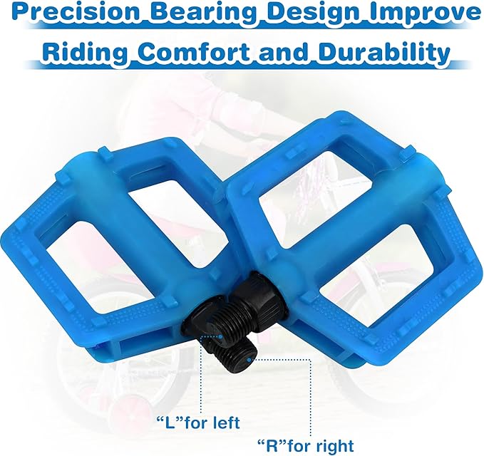 ZUKKA Bike Pedals 1/2-Inch Bike Pedals Non-Slip Kids Bike Peals with Reflective Strips on Sides Multiple Color for Mountain Bike Kid Bike Freestyle BMX Bike